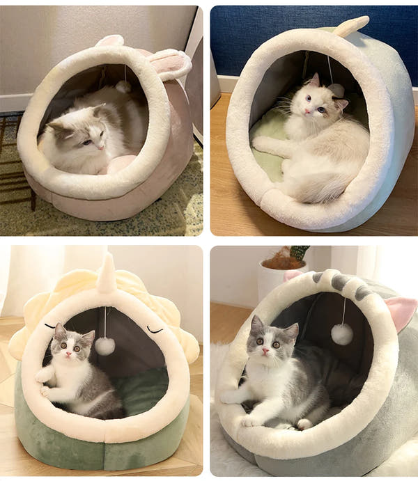 Cozy Cartoon Cave Pet Bed™